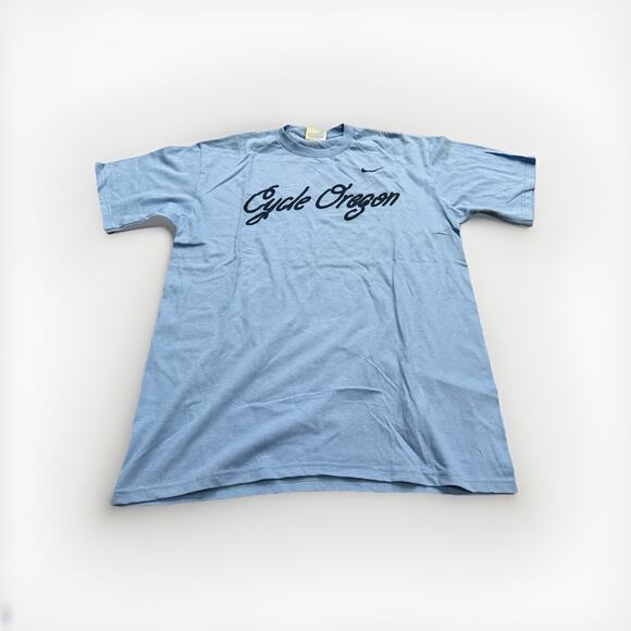 Vintage Y2K Nike Blue Cycle Oregon Tree Back Print T-Shirt Size M MEDIUM - Picture 1 of 8